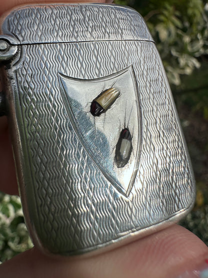 Antique Sterling Silver Shibayama Vesta Case