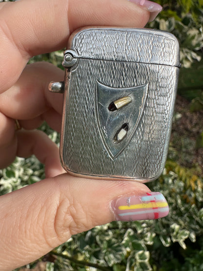 Antique Sterling Silver Shibayama Vesta Case