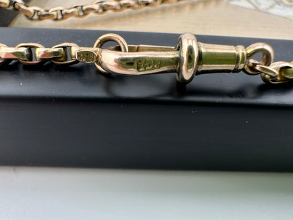 Antique 9ct Peachy gold faceted Oval Belcher with dogclip