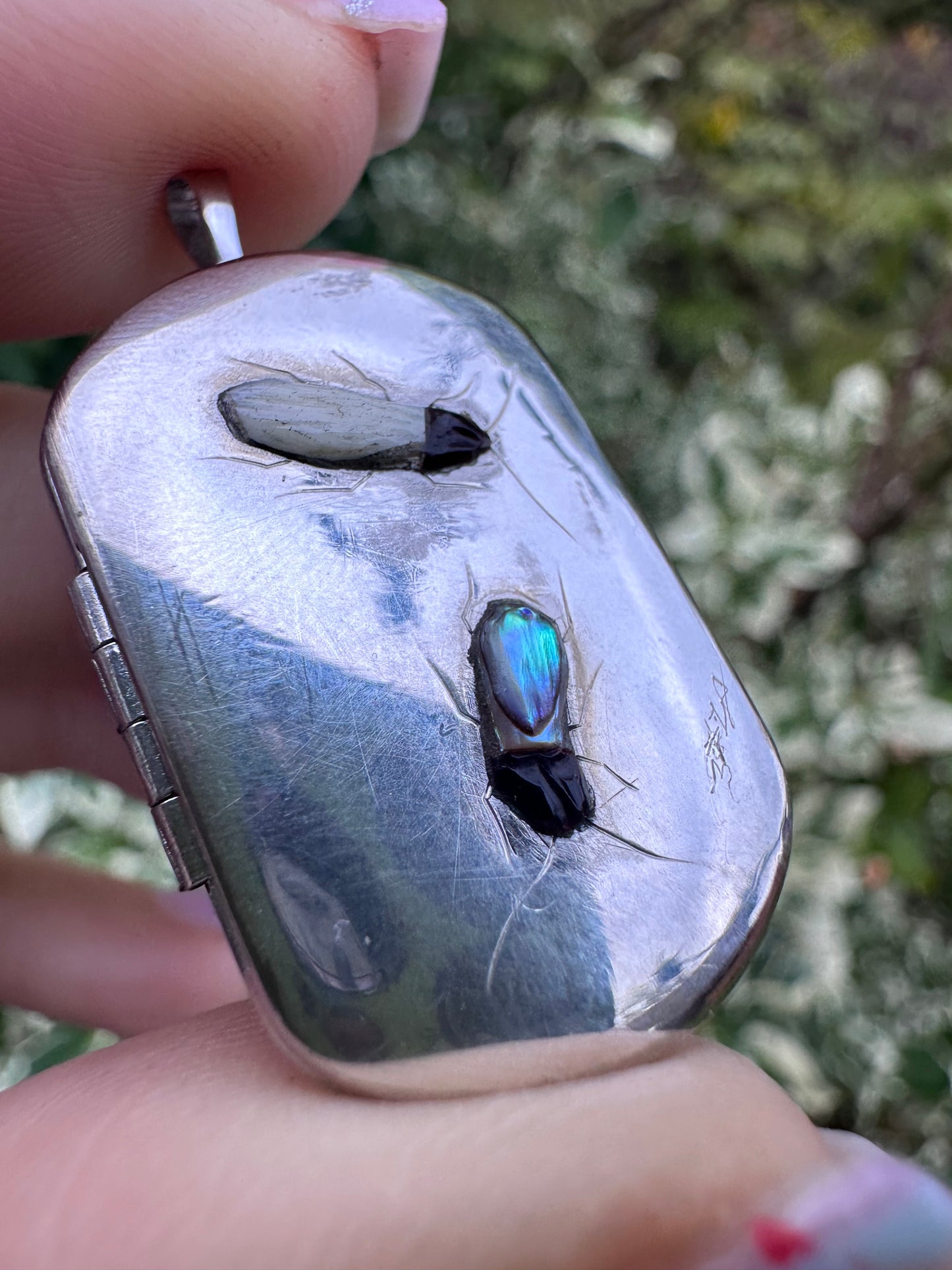 Sterling Silver Shibayama bug locket