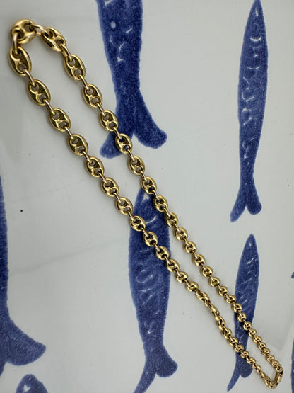 Vintage 9ct Gold UnoAerre Puffy Mariner Chain