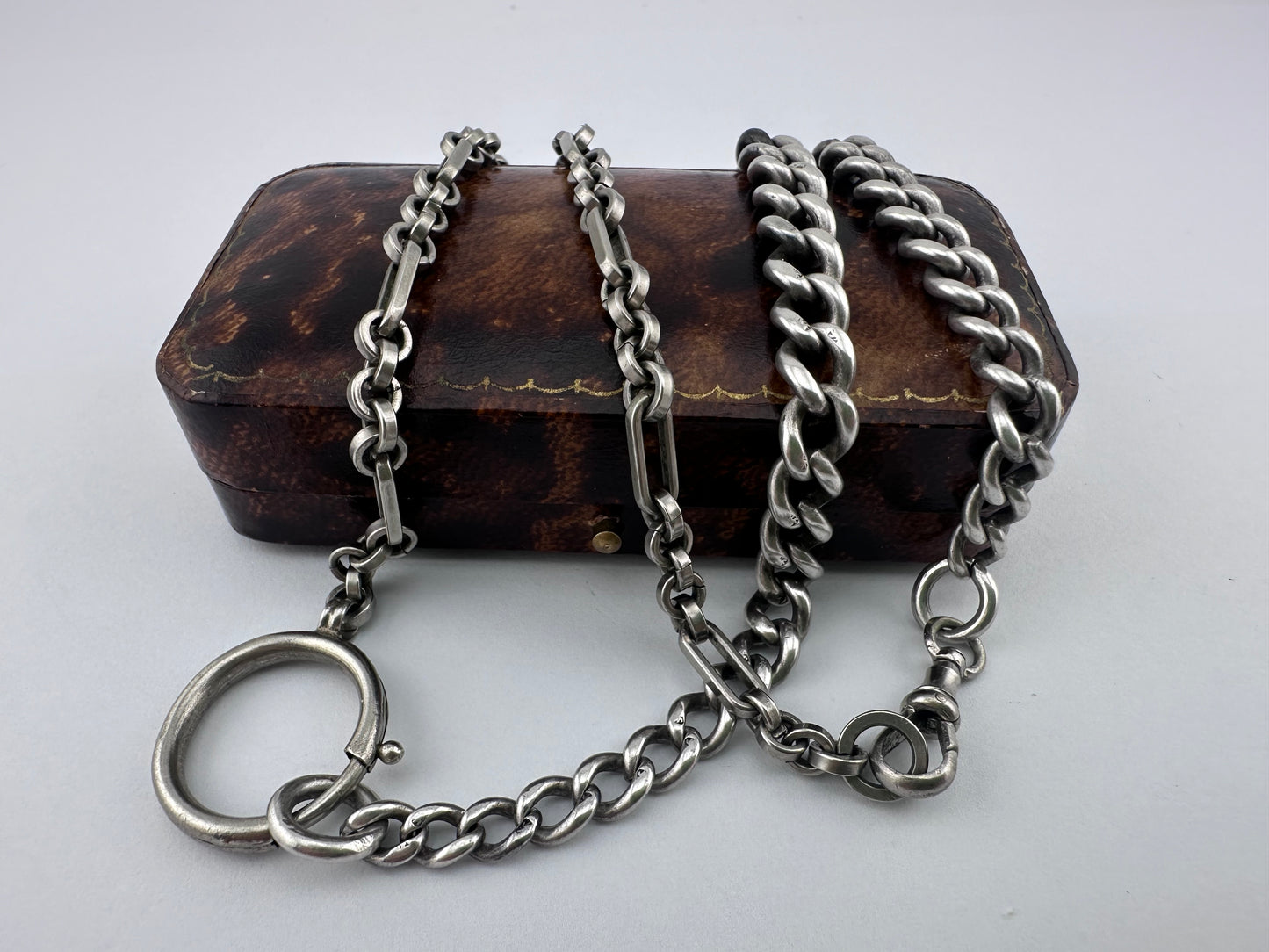 Sterling Silver Curb Chain and Paperclip Chain with XL Bolt Clasp