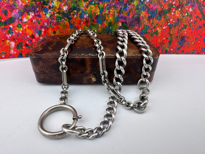 Sterling Silver Curb Chain and Paperclip Chain with XL Bolt Clasp