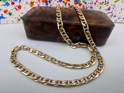 Vintage 9ct Yellow Gold UnoAerre Flat Mariner Chain