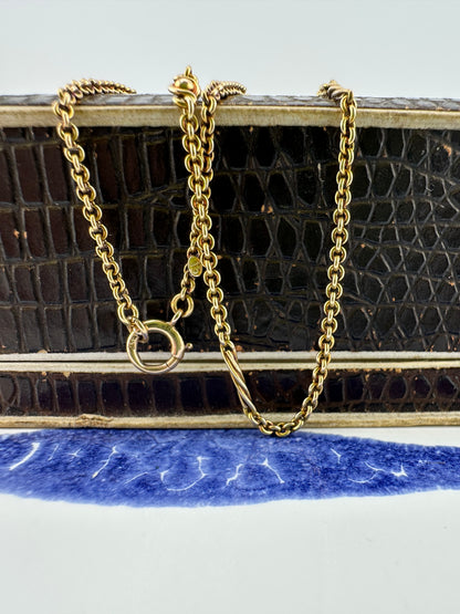 Antique 15ct Rose Gold Cable chain with Infinity Ball links and twisted bar links, plus a bolt clasp. 7.71g