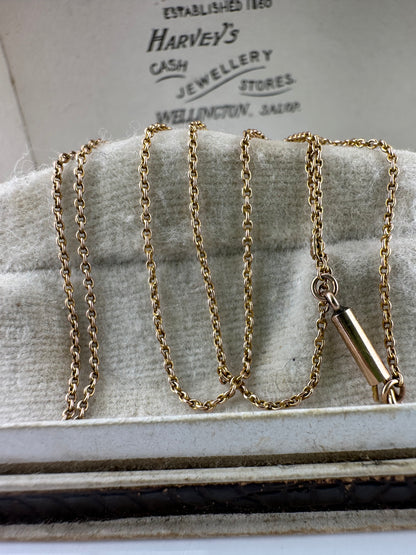Antique 9ct Rose Gold fine cable chain with barrel clasp