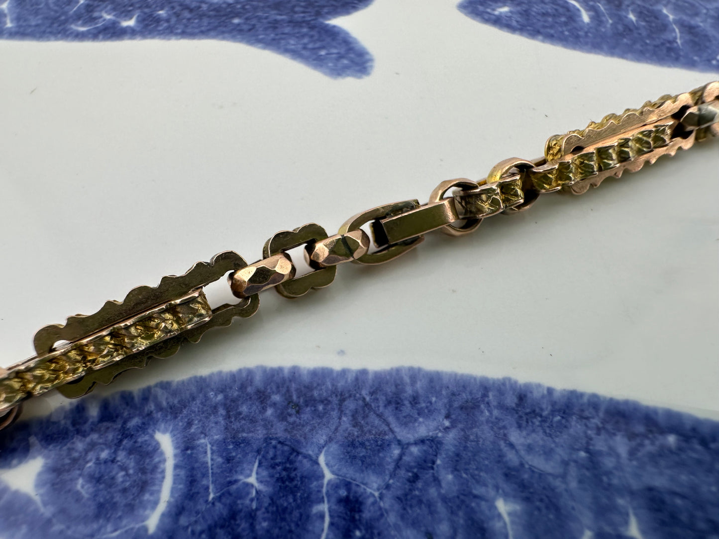 Antique 9ct Rose Gold fancy link extender, with dog clip