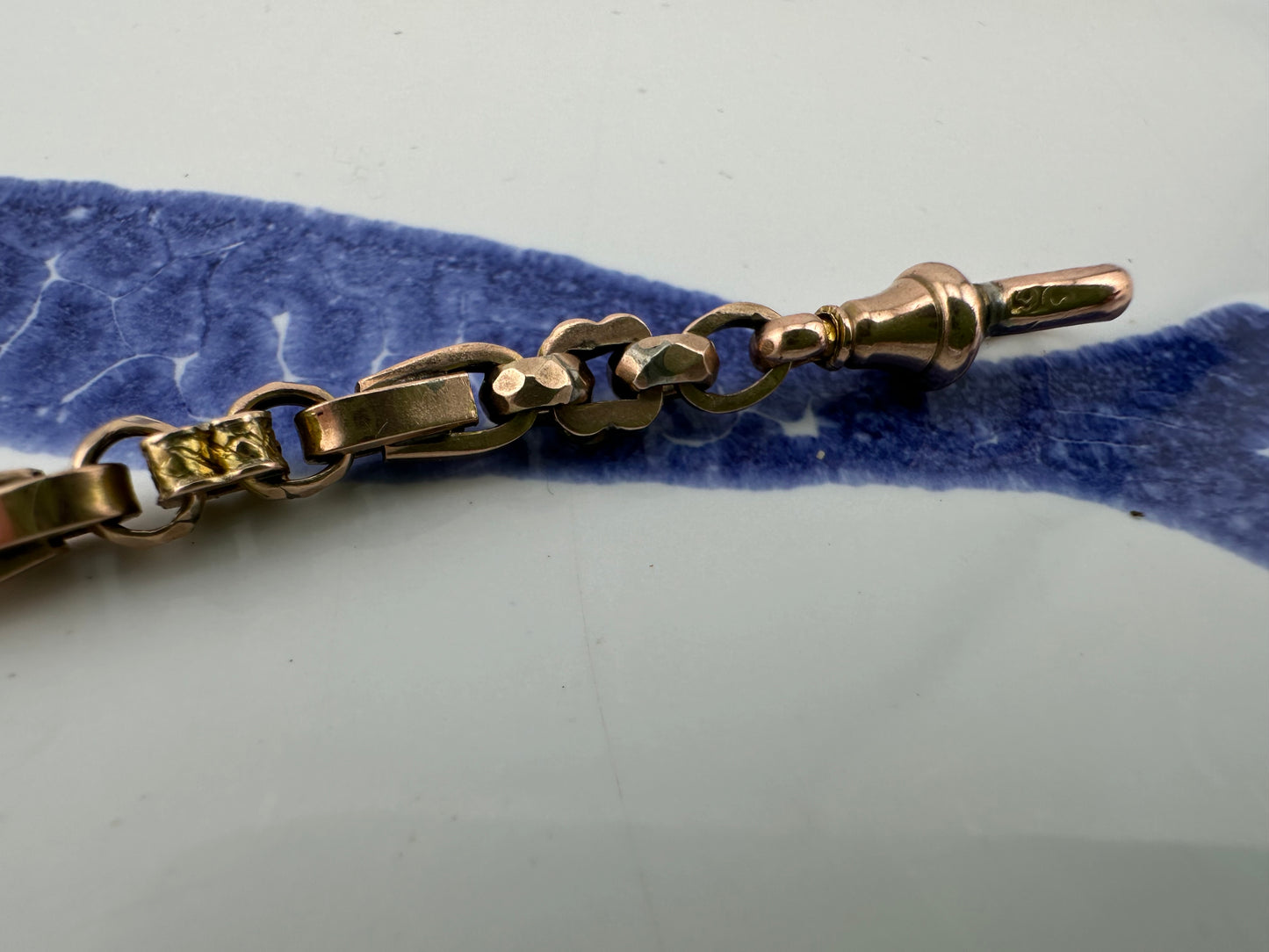 Antique 9ct Rose Gold fancy link extender, with dog clip