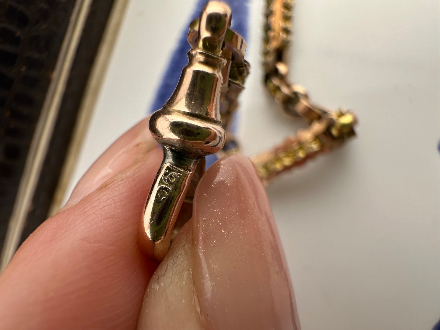 Antique 9ct Rose Gold fancy link extender, with dog clip