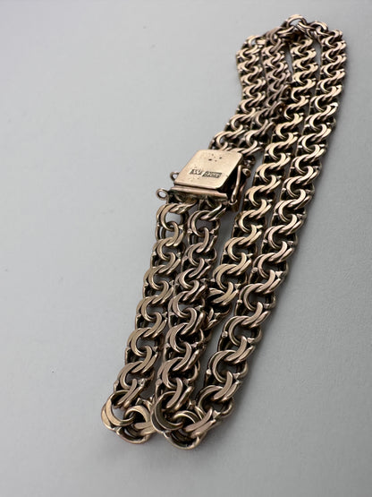 Antique 9ct Gold Double strand Figure of 8 Link Bracelet