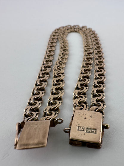 Antique 9ct Gold Double strand Figure of 8 Link Bracelet