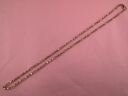 Vintage 9ct Long & Short faceted Belcher/Biker Chain, 9.77g, 20inches