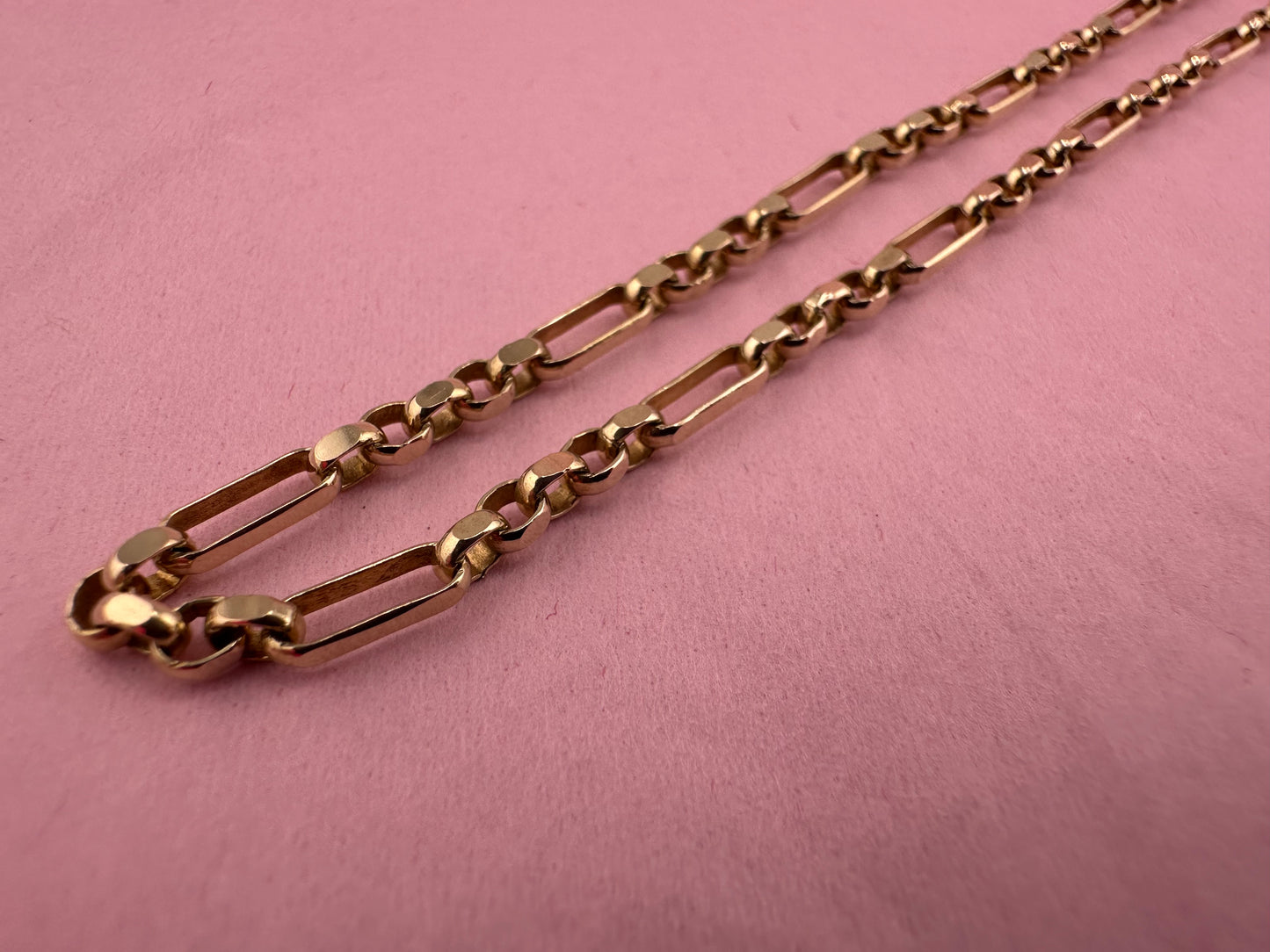 Vintage 9ct Long & Short faceted Belcher/Biker Chain, 9.77g, 20inches