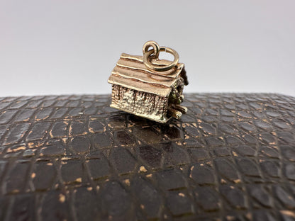 Vintage 9ct Gold Articulated Dog in Kennel charm