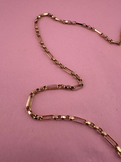 Vintage 9ct Long & Short faceted Belcher/Biker Chain, 9.77g, 20inches