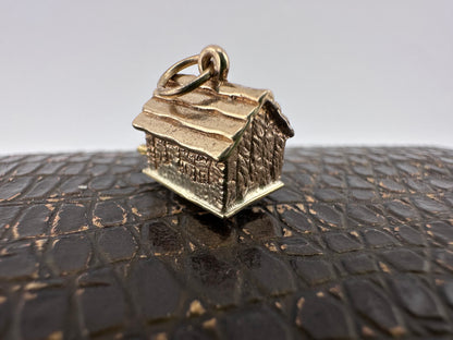 Vintage 9ct Gold Articulated Dog in Kennel charm
