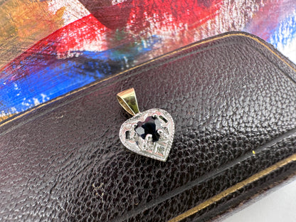 9ct Sapphire and diamond heart charm