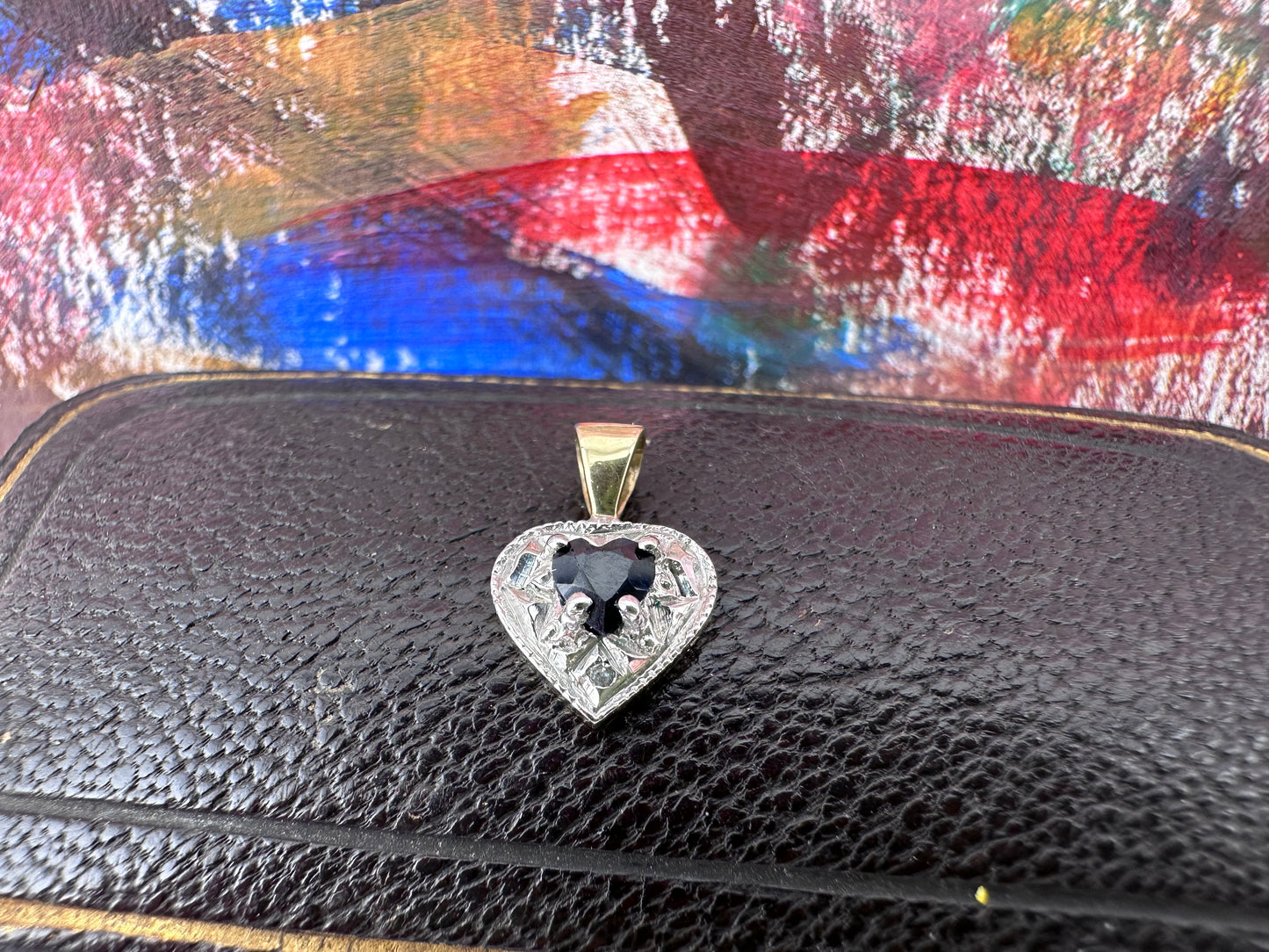 9ct Sapphire and diamond heart charm