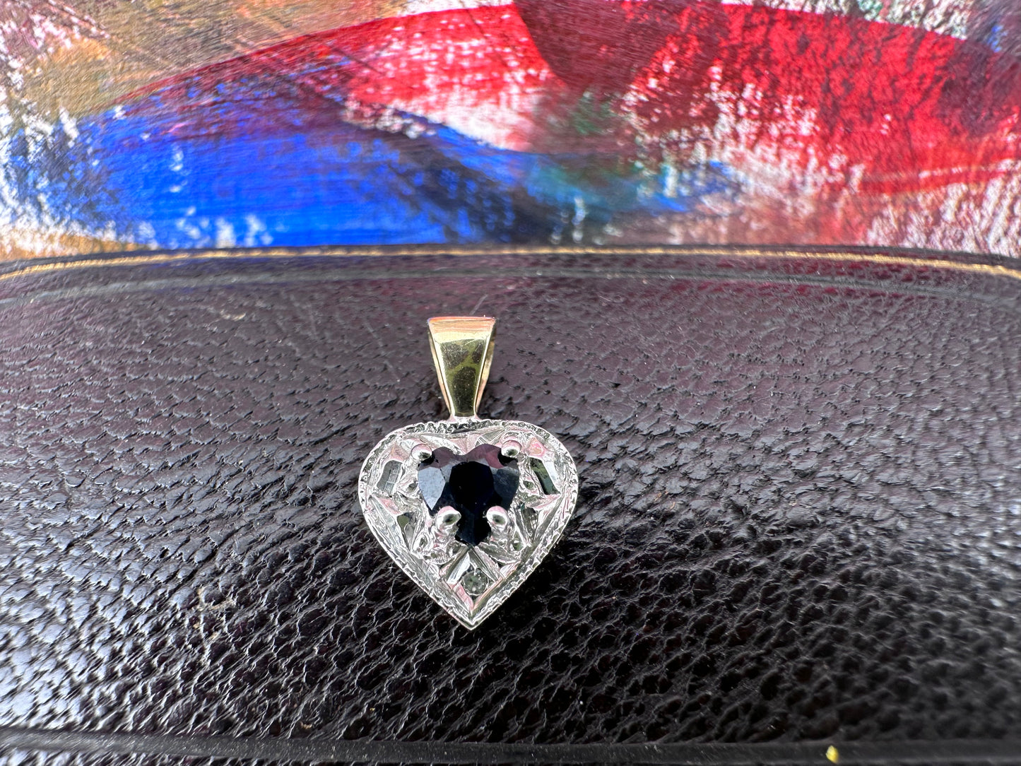 9ct Sapphire and diamond heart charm