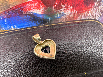 9ct Sapphire and diamond heart charm