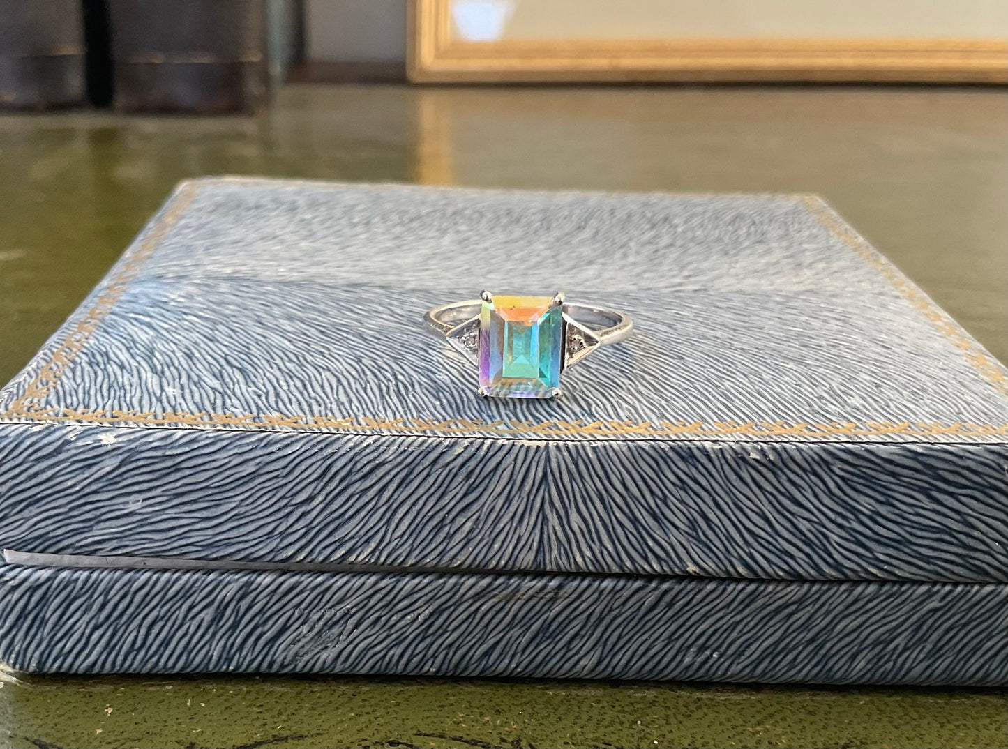 White Gold Mystic Topaz and diamond ring