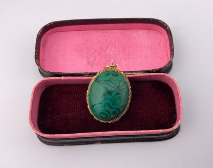 9ct Gold Malachite Pendant