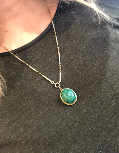 9ct Gold Malachite Pendant