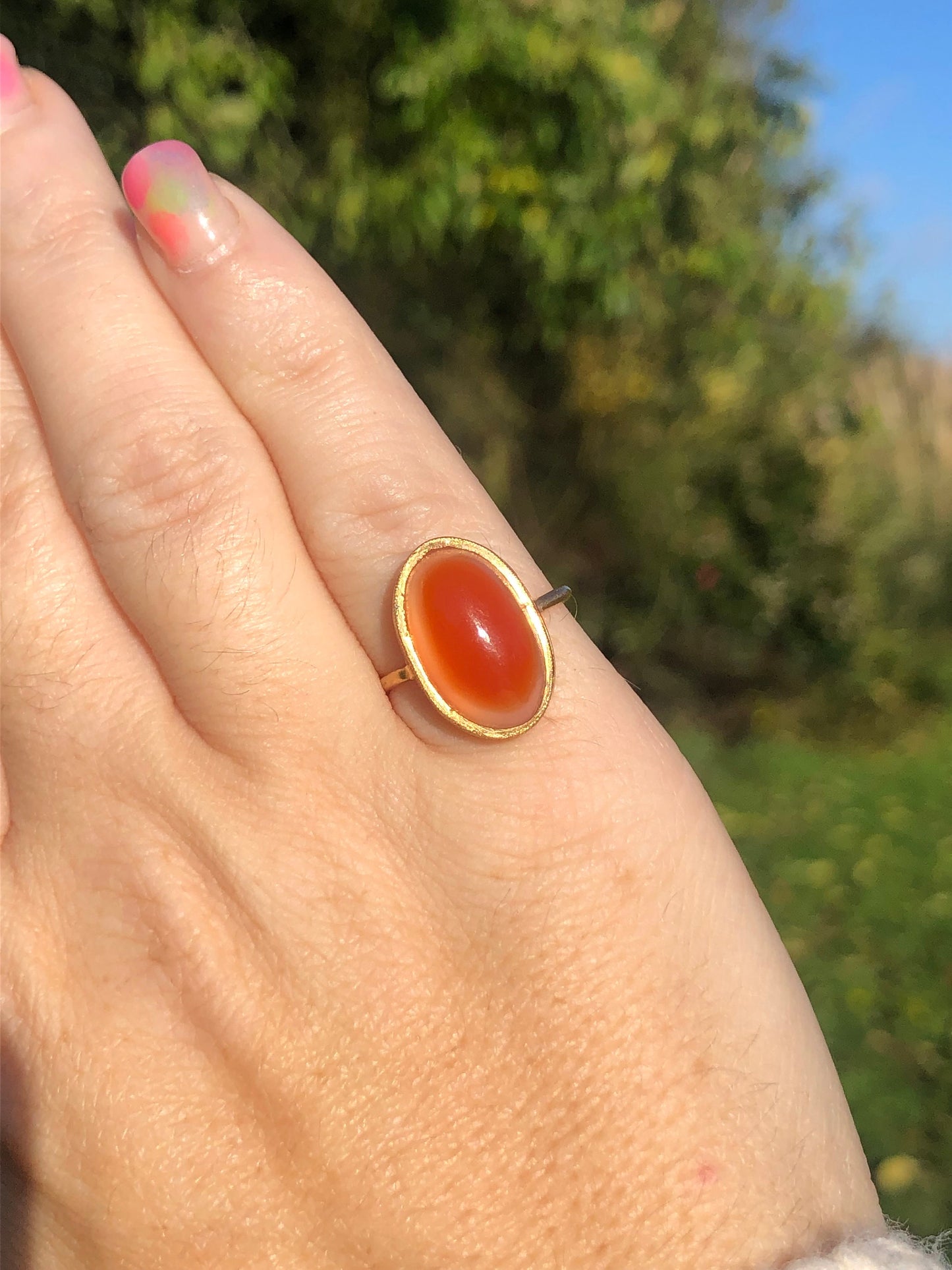 Vintage 20ct Gold Orange Agate Ring