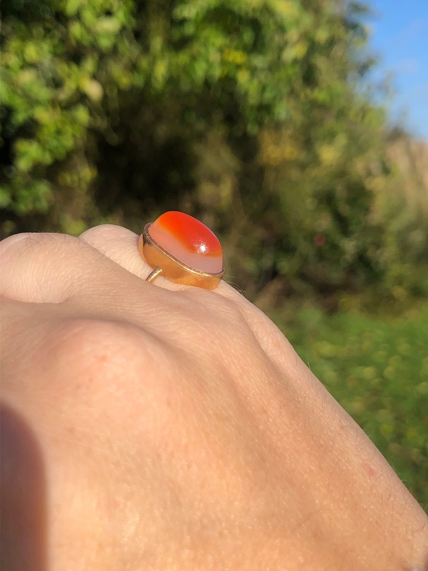 Vintage 20ct Gold Orange Agate Ring