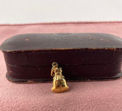 Vintage 9ct gold Money Bag Charm
