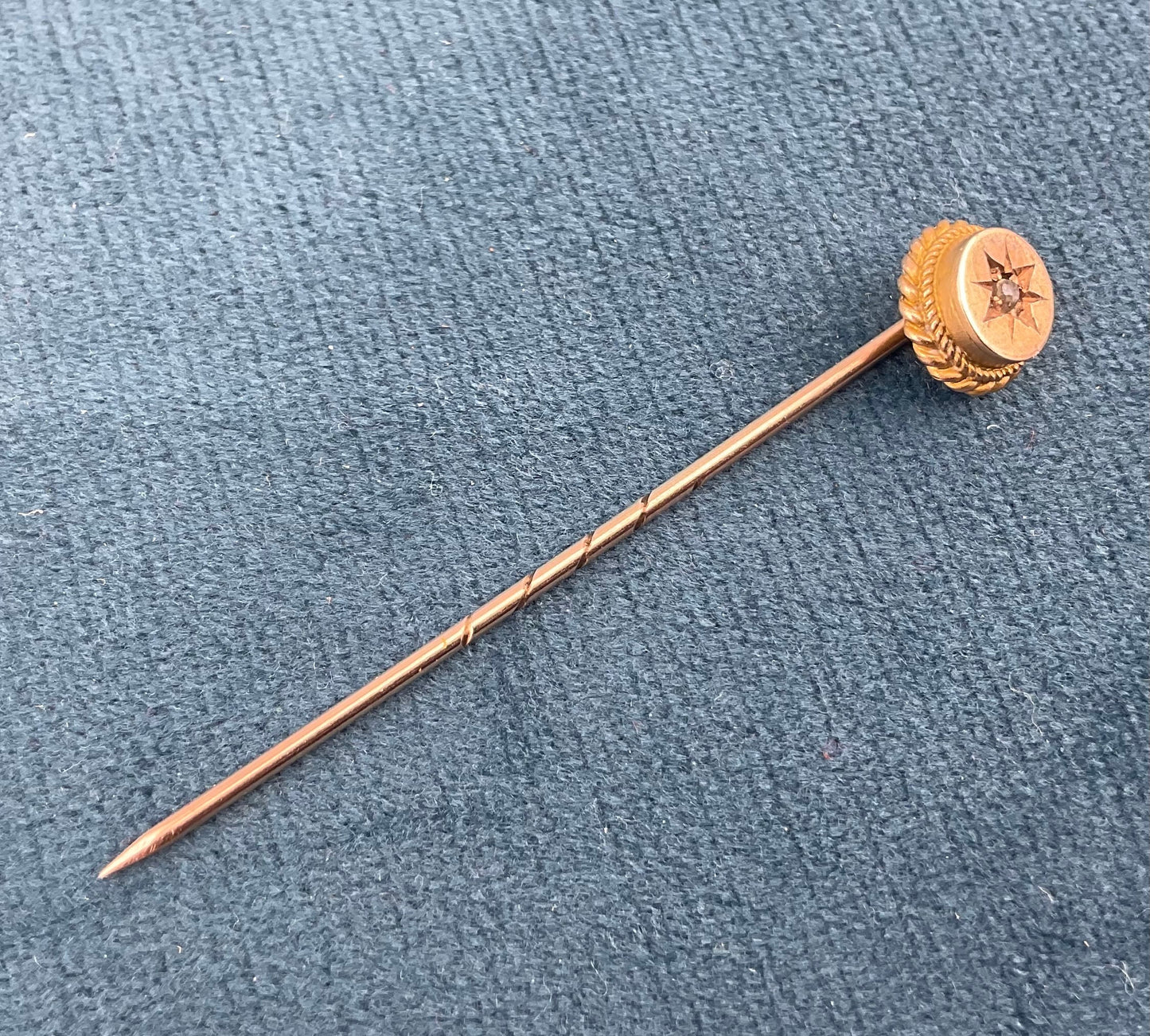 Antique 9ct Gold Star Set Diamond Stick Pin