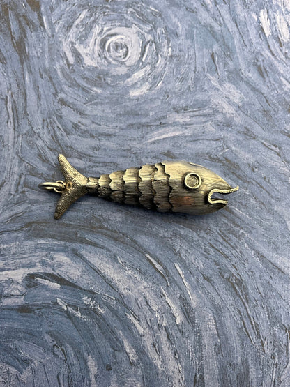 Silver articulated fish charm