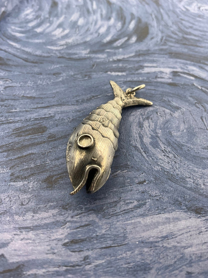 Silver articulated fish charm