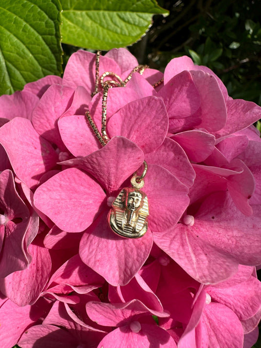 9ct Gold Puffy Pharaoh Charm, 1.9cm drop