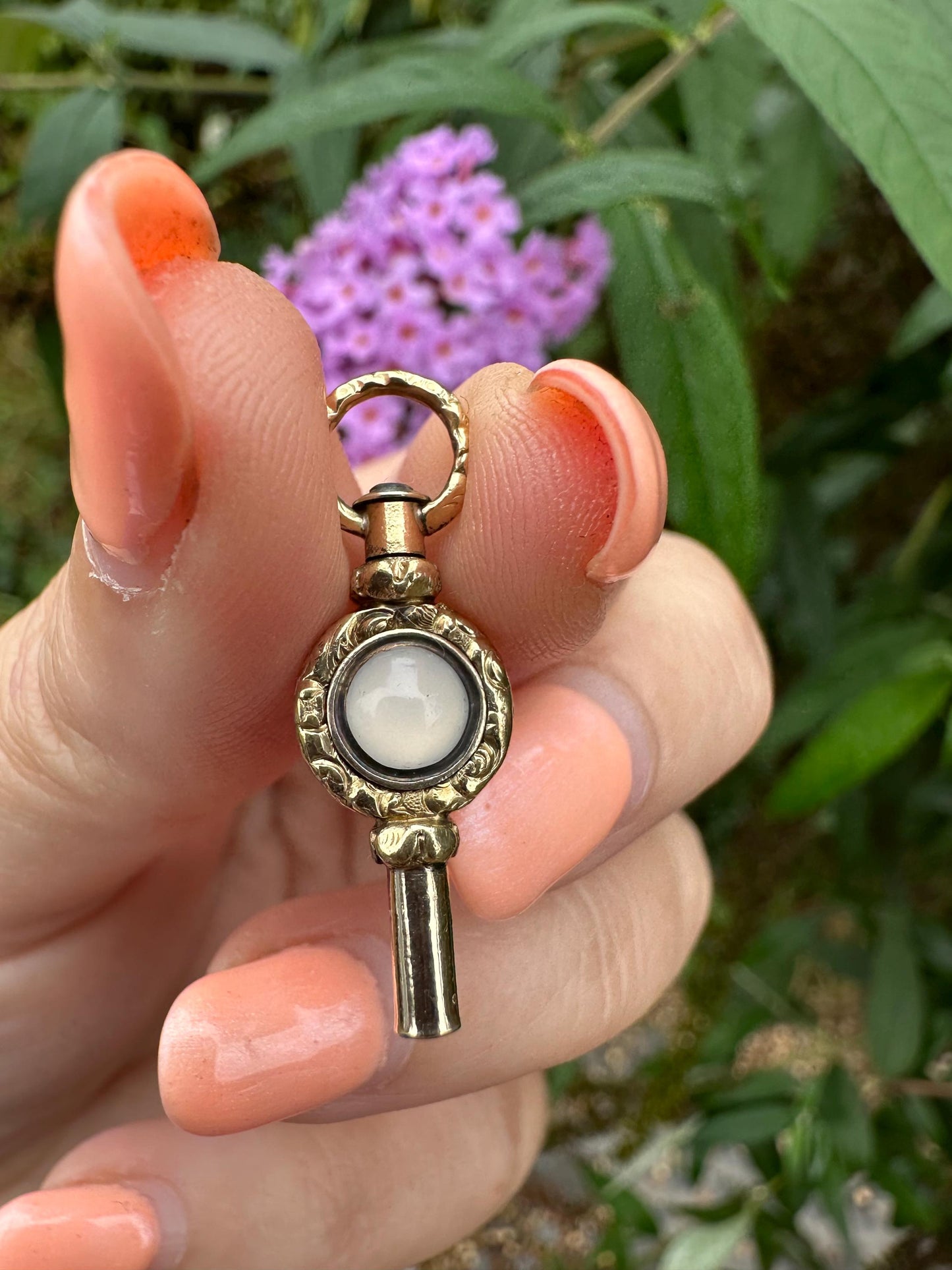 9ct Milky Quartz & Blood stone Watch key fob