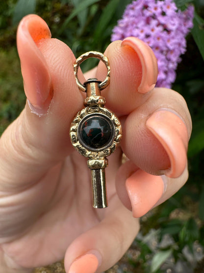 9ct Milky Quartz & Blood stone Watch key fob