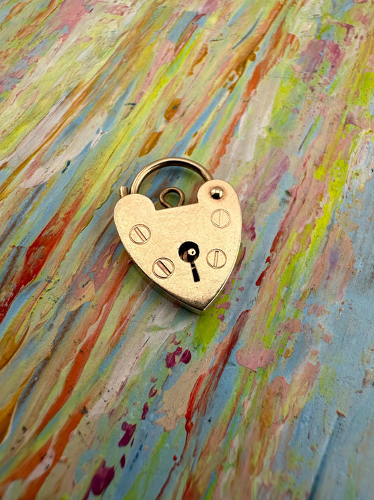 Vintage 9ct Heart Padlock, 2cm long, 2g