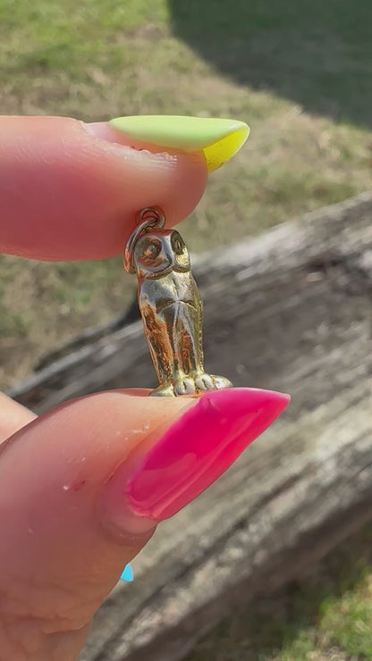 Antique 9ct gold Solid Owl charm