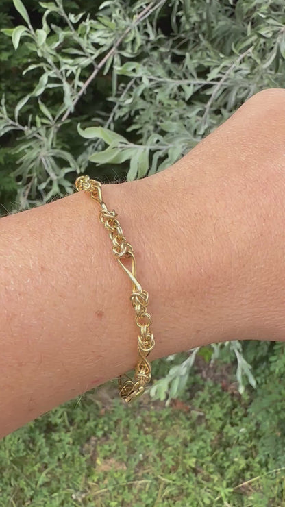 9ct Gold infinity & Byzantine link bracelet