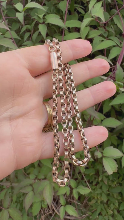 Antique 9ct Gold Flat edged belcher with faceted barrel clasp