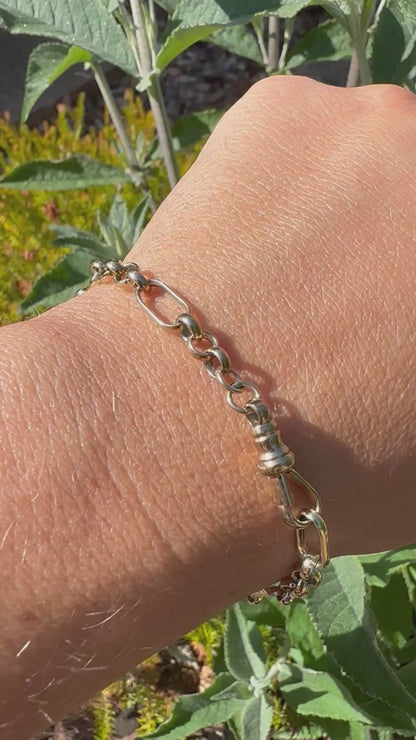 9ct Gold Long & Short belcher/paperclip bracelet with dog clip