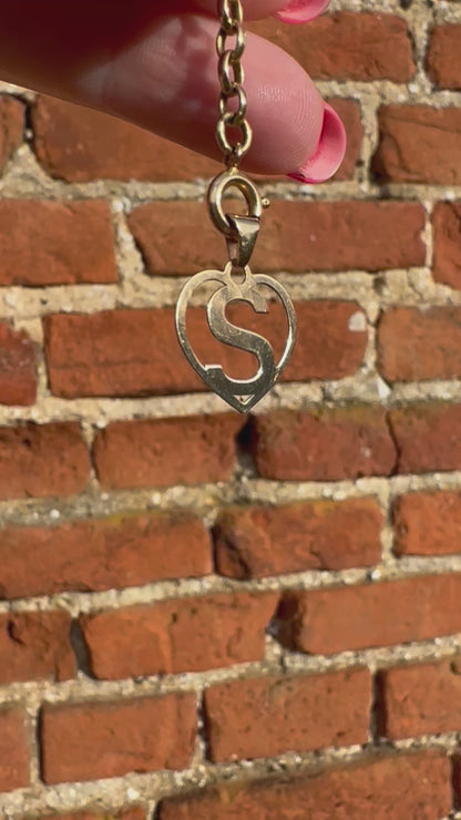 9ct Heart shaped initial S Charm pendant