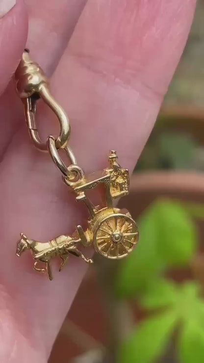 Vintage 9ct Gold Horse & Carriage charm