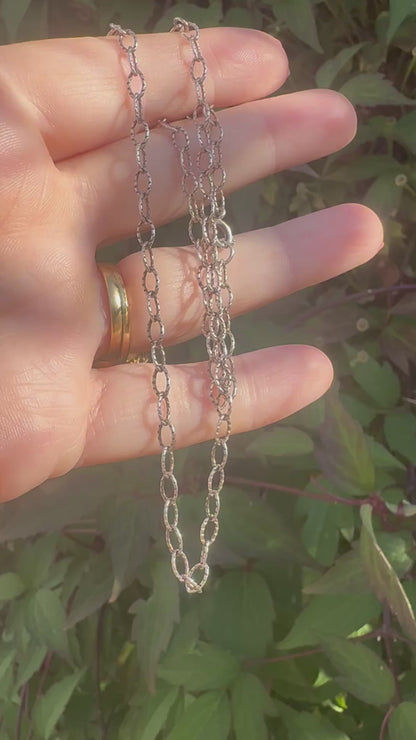 Sterling Silver Textured Oval belcher chain
