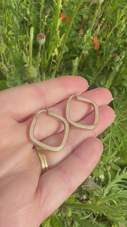 Vintage 9ct Gold Square Hoops