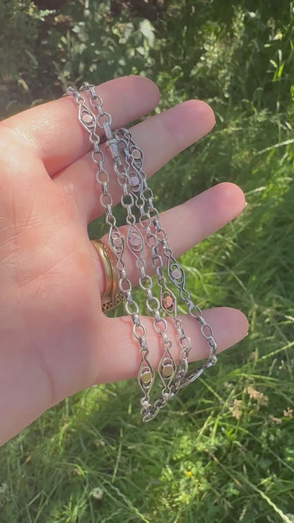 French 800 Silver Lozenge link chain with 9ct rose gold accents