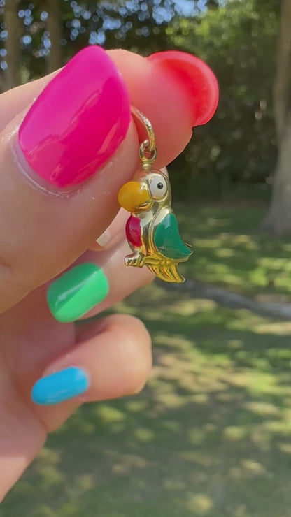 9ct Gold and enamel Parrot charm