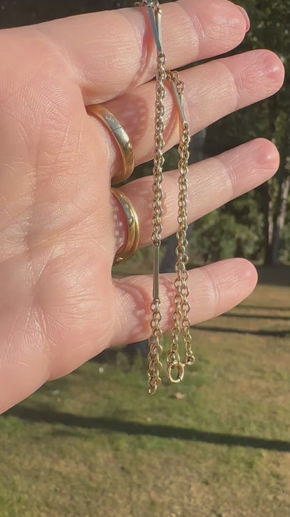 Antique 9ct yellow gold Bar and Cable link chain with bolt clasp.