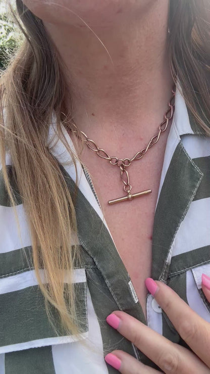 Antique 9ct Rose Gold Open Curb Albert chain