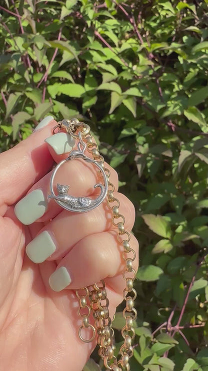 Sterling Silver Cat & Mouse Pendant